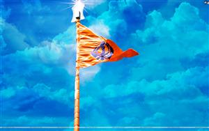 Nishan Sahib - Sikh triangular flag in Kesari colour